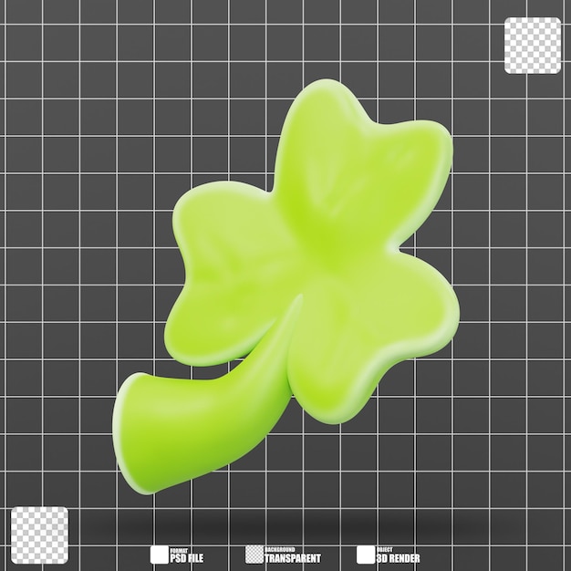 Ilustración en 3D del trébol del día de San Patricio