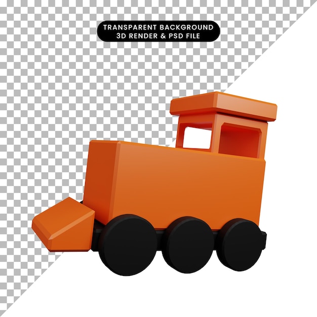 Ilustración 3d de tren de juguete para niños de objeto simple