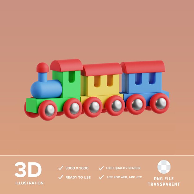 Ilustración en 3D del tren de juguete PSD