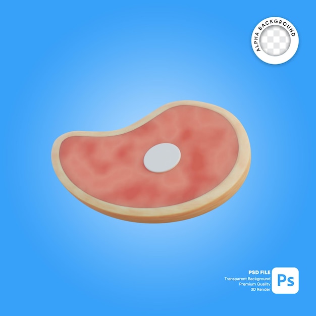 Ilustración 3d de un trozo de carne