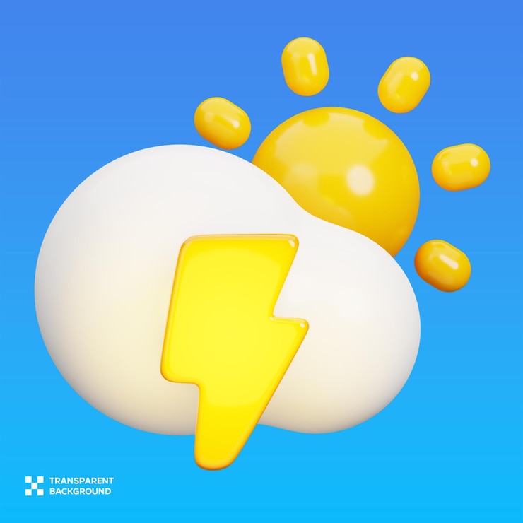 PSD ilustración 3d del trueno de psd