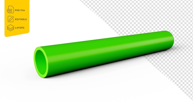 Ilustración 3D de una tubería de PVC verde aislada en un fondo aislado