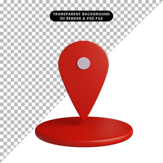 Ilustración 3D de ubicación de icono simple