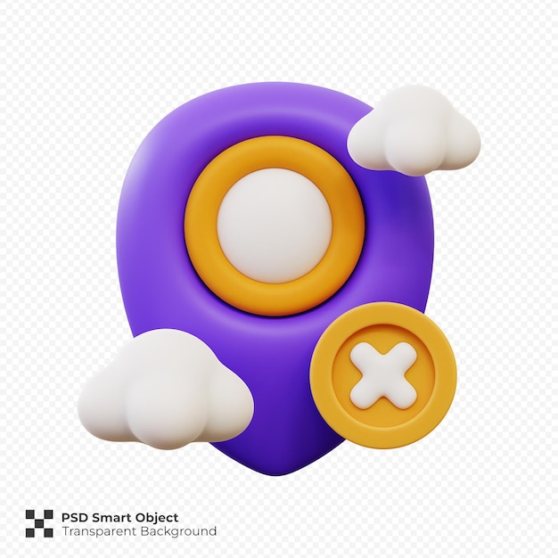 Ilustración 3D de la ubicación no encontrada icono aislado psd premium