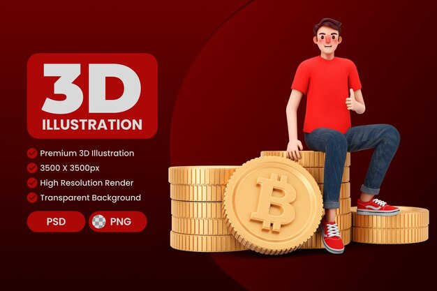 Ilustración 3D única de personaje masculino para la ilustración de diseño de UI UX