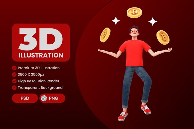 Ilustración 3D única de personaje masculino para la ilustración de diseño de UI UX