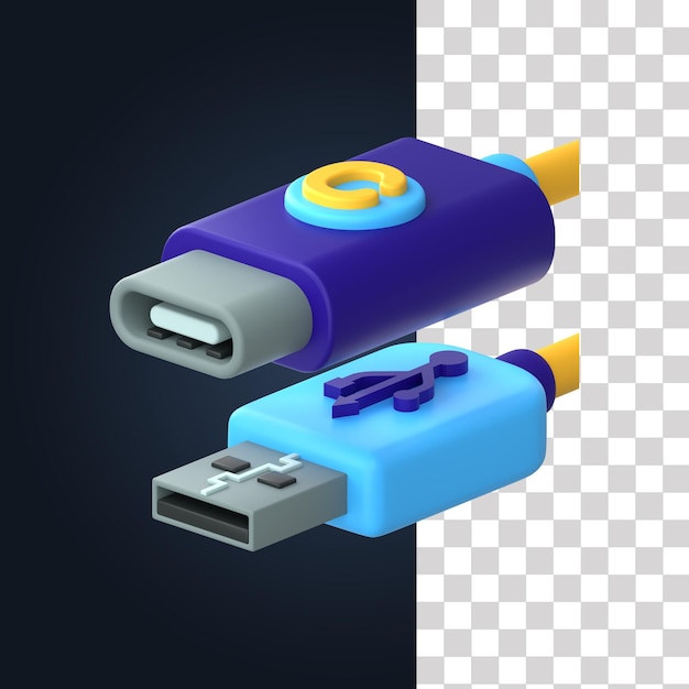 Ilustración 3d usb tipo c