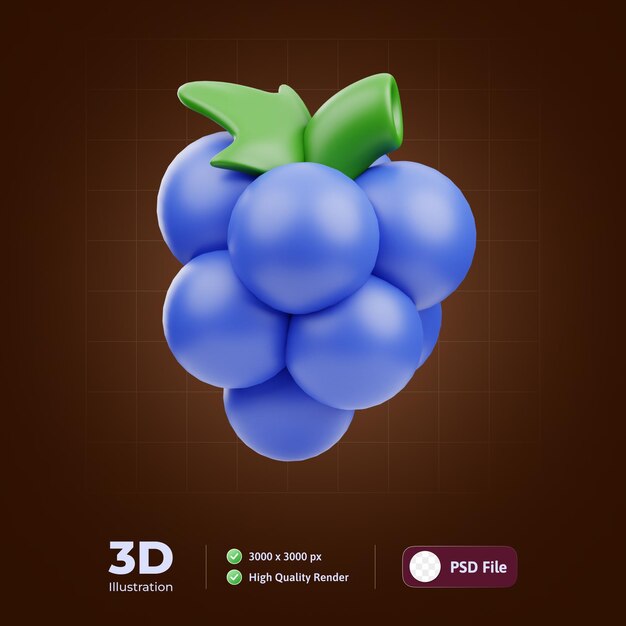 PSD ilustración 3d de uva