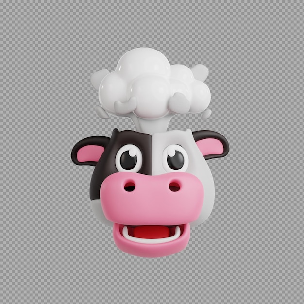 Ilustración 3D de una vaca cerdo utilizada para dar leche en un fondo transparente