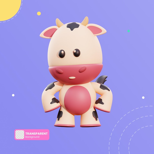 Ilustración 3d de vaca linda