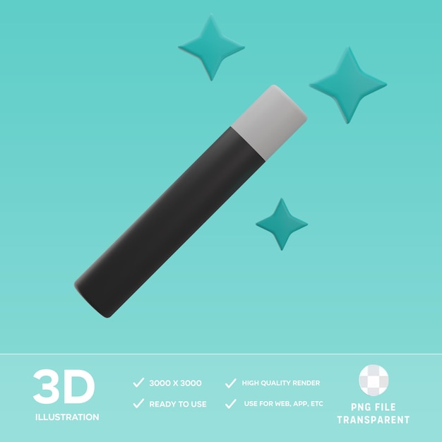 Ilustración en 3D de la varita mágica de PSD