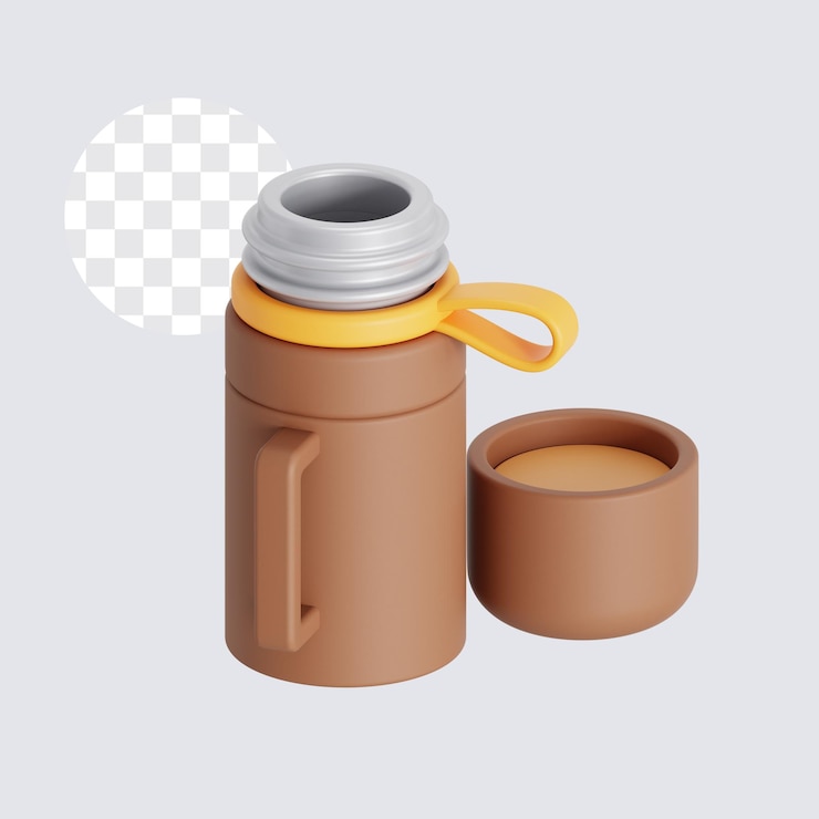 PSD ilustración 3d de un vaso para una herramienta de senderismo