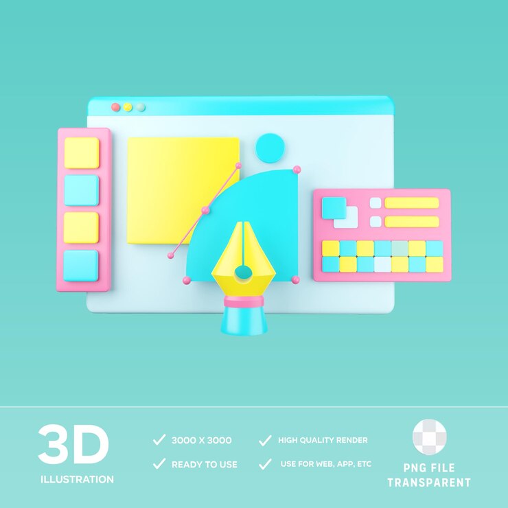 PSD ilustración 3d vectorial de psd