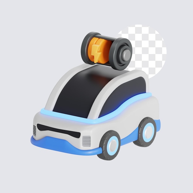 Ilustración 3D de un vehículo eléctrico Batería de automóvil