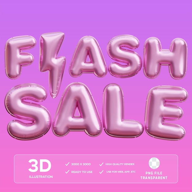 Ilustración 3D de venta en flash de PSD