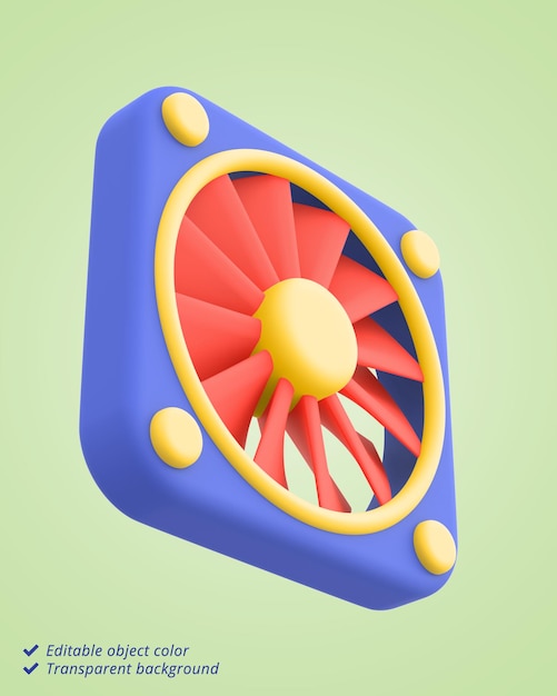 PSD ilustración 3d de un ventilador de computadora