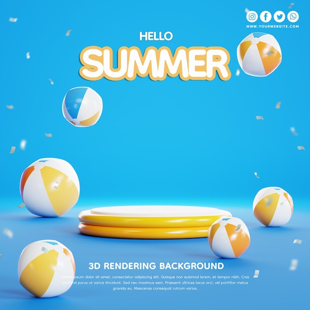 Ilustración 3d de verano