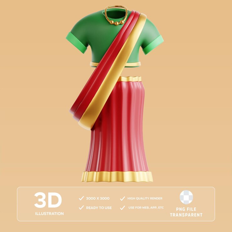 Ilustración 3D de la vestimenta tradicional de PSD