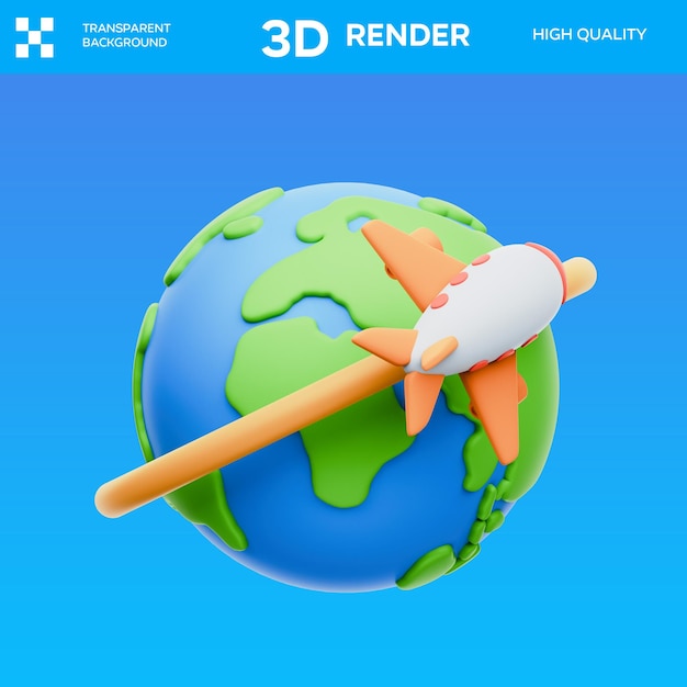 Ilustración 3D de viaje de PSD