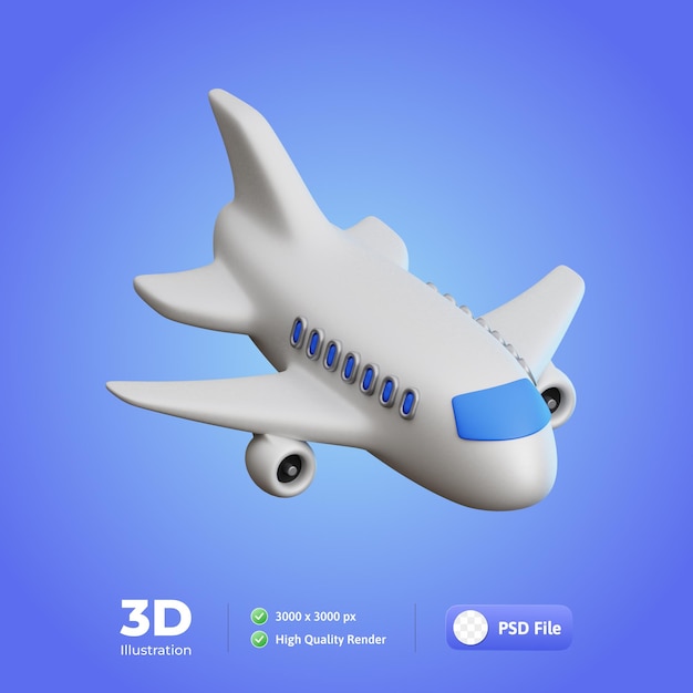 Ilustración 3D de viajes en avión