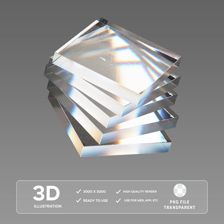 Ilustración 3D de vidrio de forma abstracta en PSD