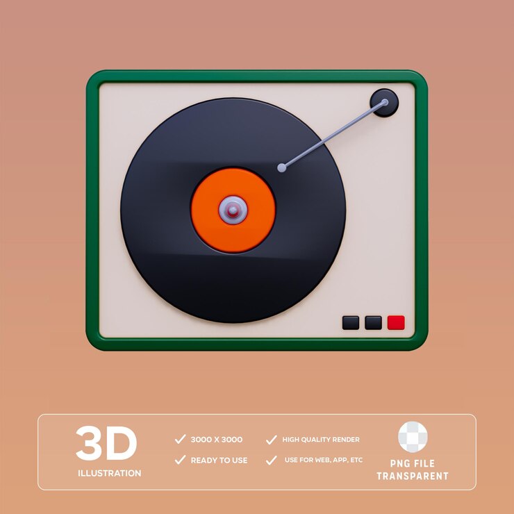 PSD ilustración 3d de vinilo en formato psd
