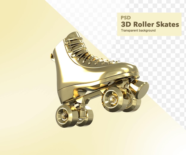 Ilustración 3D Vintage Roller Skate Gold