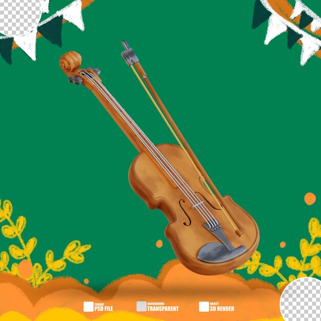 PSD ilustración 3d de un violín 2