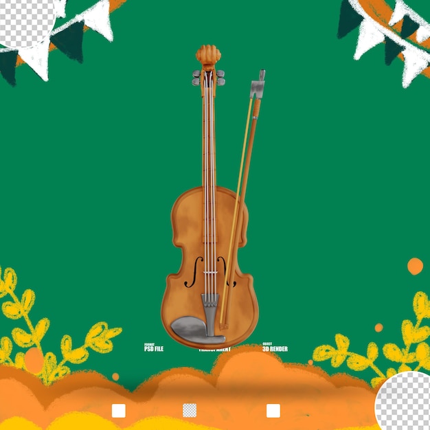 PSD ilustración 3d de un violín 2