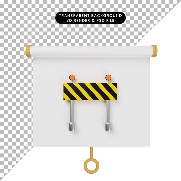 PSD ilustración 3d de la vista frontal de la placa de presentación de objetos simples con bloque de carreteras