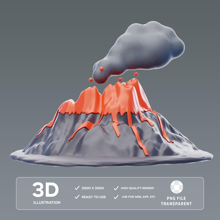 Ilustración 3D del volcán en PSD