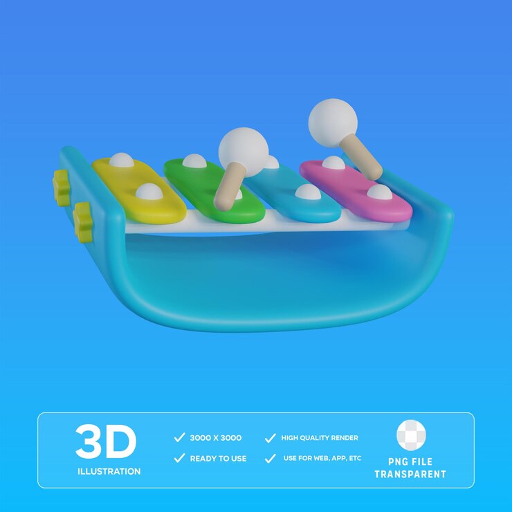 Ilustración 3D del xilófono PSD