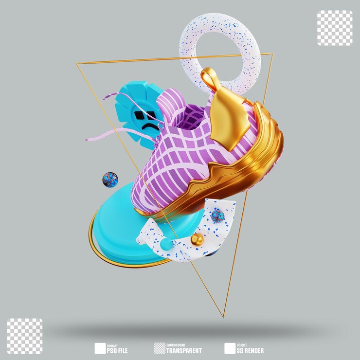 PSD ilustración 3d zapatos 3