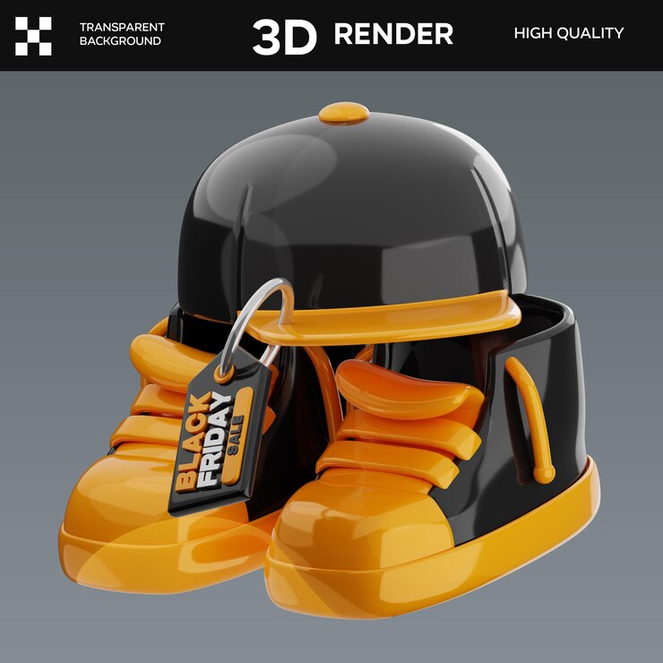 PSD ilustración 3d de zapatos y gorra psd