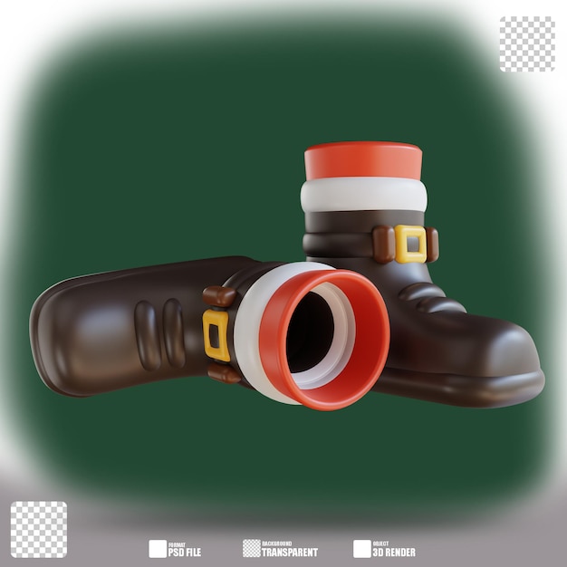 PSD ilustración 3d de zapatos de santa claus