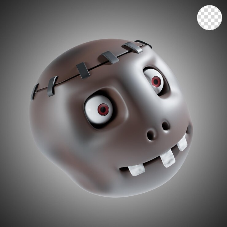 PSD ilustración 3d de zombie halloween en tema negro