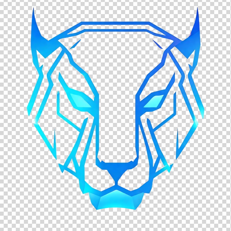 PSD ilustración abstracta de cabeza de tigre poligonal aislada sobre un fondo transparente