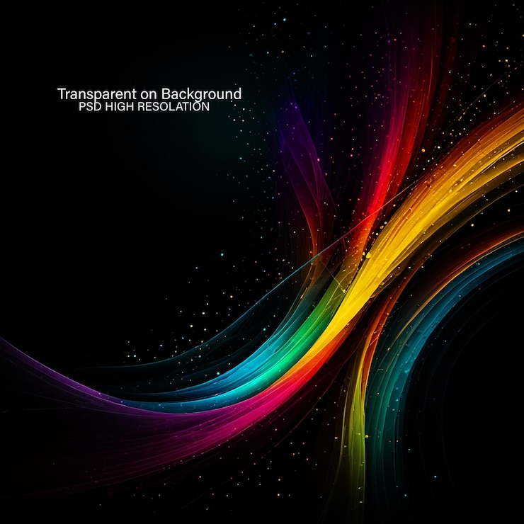 PSD ilustración abstracta multicolor de formas fractales vibrantes en un fondo transparente
