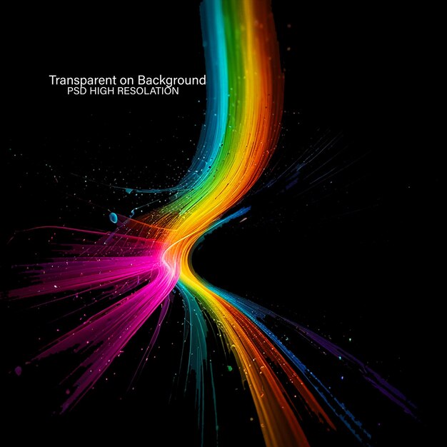 Ilustración abstracta multicolor de formas fractales vibrantes en un fondo transparente