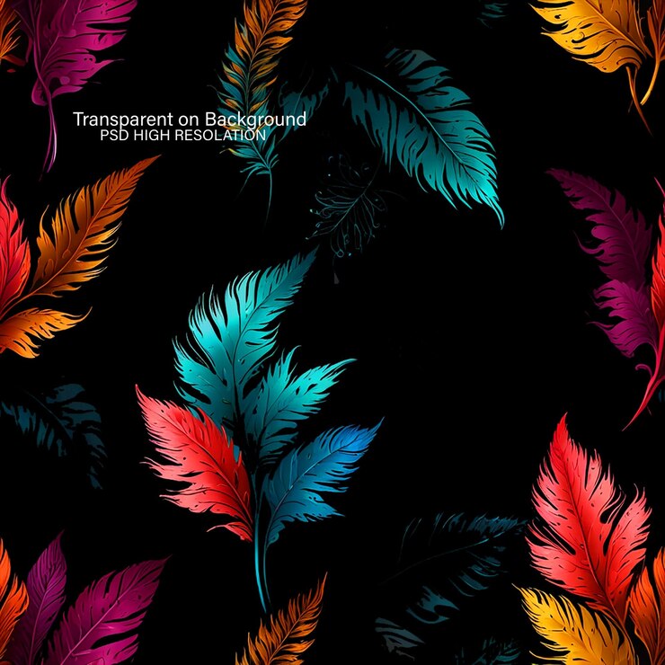 PSD ilustración abstracta multicolor de formas fractales vibrantes en un fondo transparente