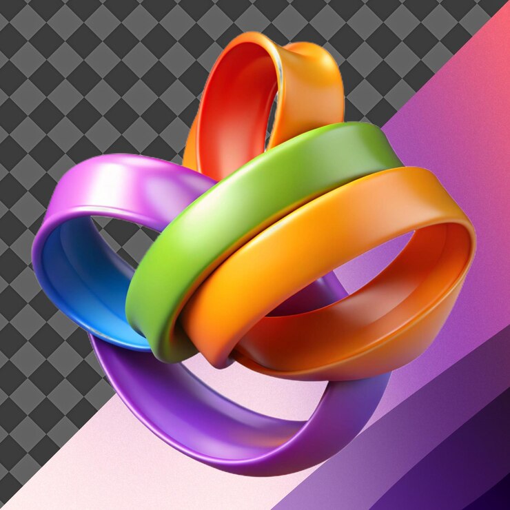 PSD ilustración abstracta del nudo de los anillos del arco iris en 3d