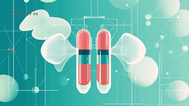 Ilustración abstracta de los pulmones con elementos tecnológicos