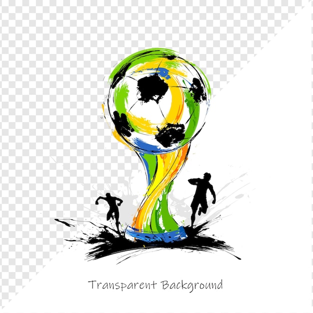 Ilustración abstracta del trofeo de fútbol con siluetas y pinceladas