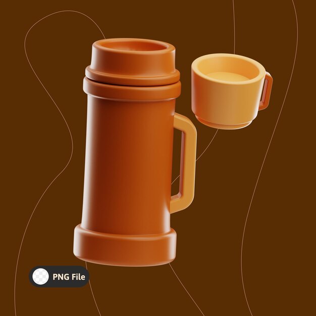 Ilustración de acampada en termo 3d