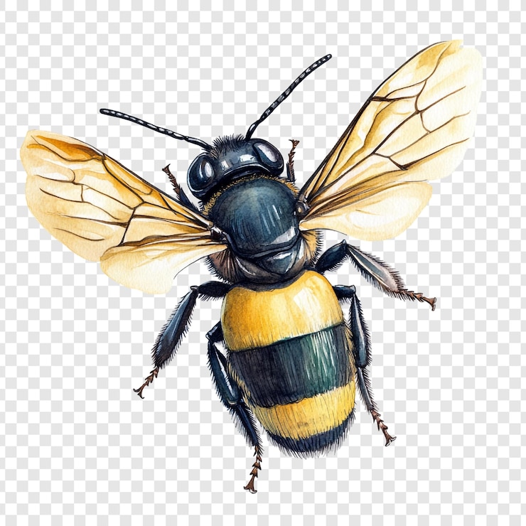 PSD ilustración en acuarela de una abeja