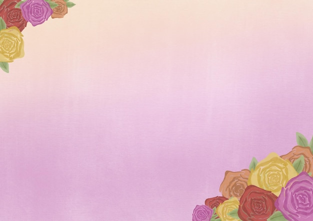 Ilustración en acuarela con borde rosado
