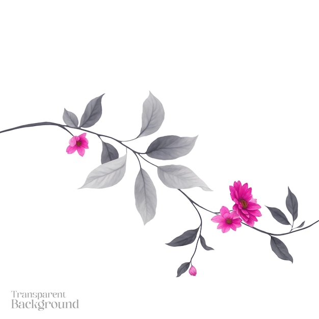Ilustración de acuarela de flores con fondo transparente