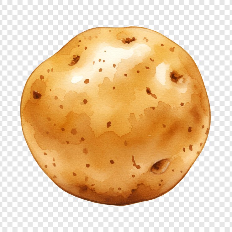 Ilustración en acuarela de una patata marrón