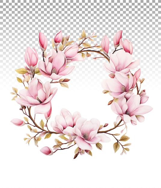 PSD ilustración de acuarela soñadora magnolia y ramas rosadas