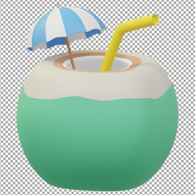 PSD ilustración de agua de coco 3d